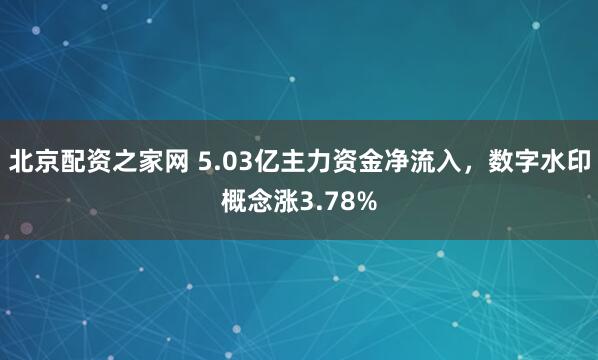 北京配资之家网 5.03亿主力资金净流入，数字水印概念涨3.78%