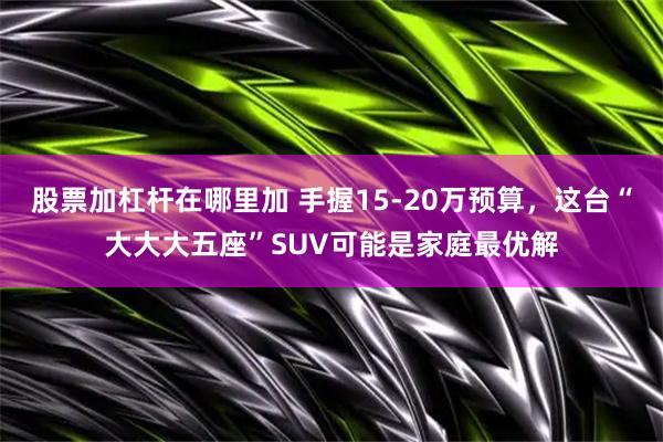 股票加杠杆在哪里加 手握15-20万预算，这台“大大大五座”SUV可能是家庭最优解